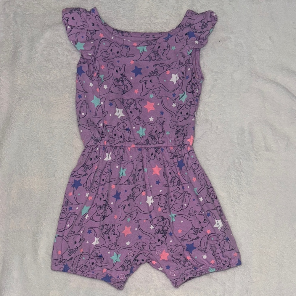 Purple Dumbo Print Kids Romper 18 months